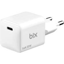 Bix BX1P32G Gan Teknolojili iPhone & Android Uyumlu 30W Type-C Pd Hızlı Şarj Cihazı Beyaz