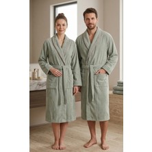 Asev Tekstil Kadife Biyeli Şal Yaka Unisex Bornoz