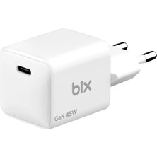 Bix BX1P46G Gan Teknolojili iPhone & Android Uyumlu 45W Type-C Pps/avs Destekli Hızlı Şarj Cihazı Beyaz