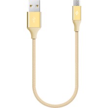 Ttec AlumiCable Mini Micro USB Data ve Şarj Kablo 30cm Altın Renk Dayanıklı Tasarım