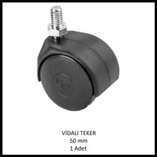 Adilon M10 (3/8) Vidalı Mobilya Tekerleği, 50 mm, Ofis Koltuk, Dolap, Etejer, 360 Derece Döner