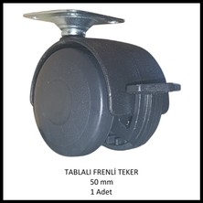 Adilon Frenli, Tablalı, Mobilya Tekerleği, 50 mm, Ofis Koltuk, Dolap, Etejer, 360 Derece Döner