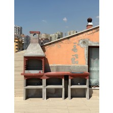 Büzsan Barbekü Beton Barbekü Davlumbazlı Masalı Lavabolu Mangallık 70 Lik