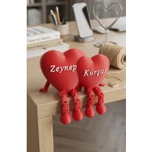 KLC Tasarım Ayaklı Çift Kalp (İsim Baskılı) | Dekoratif | Hediyelik | Yüksek Kalite 3D Baskı | Dayanıklı PLA Hammadde | Sevgiliye/Eşe Hediye