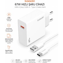 Toocki 67W USB Süper Hızlı Şarj Güç Adaptörü 6A Tip-C Kablo Hızlı Şarj Xiaomi Samsung Macbook Uyumlu