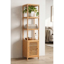 Digithome Bambu Çok Amaçlı Tek Kapaklı 4 Raflı Organizer Dolap Modern Retro Tasarım  - DB-0003