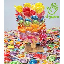 Honey Candy Balcı Şekerleme Küçük Boy El Yapımı 100 Adet Sosyete Şeker Ahşap Stand Hediyeli (Her Renk Ayrı Tat) Lolipop Şeker