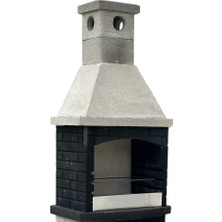 Büzsan Barbekü Hazır Beton Barbekü Tezgah Üstü Davlumbazlı Antrasit Gri Model
