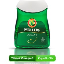 Möller's Omega 3 Kapsül 30 Adet; EPA 640 mg, DHA 480 mg, saf balık yağı. Günlük omega-3 takviyesi, trigliserid form.