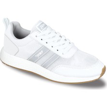 Jump Beyaz Açık Gri Erkek Yürüyüş Koşu Sneaker Spor Ayakkabı Hafif ve Esnek Taban