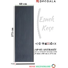 Decoala Mdf Ahşap Akustik Duvar Paneli Antrasit 60 x 275 cm Esnek Keçe Özellikli Materyal
