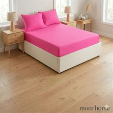 More Home Çift Kişilik Lastikli Çarşaf + Yastık Kılıfı Fuşya