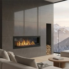 Starfire Sağ Açık Duvar Şöminesi 120 cm Siyah Modern Dekoratif