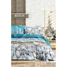 MonoHome %100 PAMUK Percale Çeyizlik Luxury 5D Dijital Çift Kişilik Nevresim Takımı Sahil