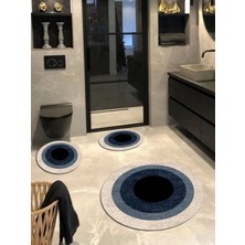 Ardizayn Kaymaz Taban Yuvarlak Banyo Halısı (100X100-60X60-40X60 CM 3'LÜ SET)