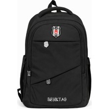 Beşiktaş Lisanslı 3 Bölmeli Siyah Paraşüt Kumaş Sırt Çantası - Laptop Bölmeli Okul Çantası