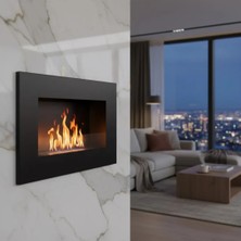 Starfire Fire On Board 90 cm Siyah Bacasız Bioethanol Duvar Şöminesi