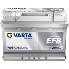Varta N70 12V 70 Ah 760A EFB Start-Stop Akü Kapasite ile Güçlü Performans Sunar