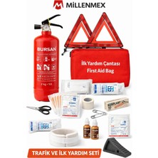 Millenmax Lüx Trafik ve Ilk Yardım Seti - Muayene Uyumlu 2 kg Araç Yangın Tüpü