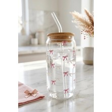 Minnaco Pinterest Tarzı Pipetli Cam Bardak – Hediyelik Kahve ve Soğuk İçecek Bardağı