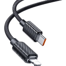 Mcdodo CA-3660 Crystal Serisi Type-C  To Lightning 36W Pd Hızlı Şarj ve Veri Aktarım Örgü Kablo Siyah 1.2m
