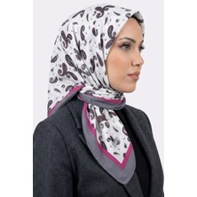 Hadiora Kadın Ekru Fuşya Şal Desenli Caz Eşarp