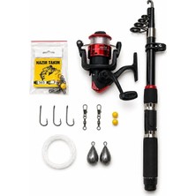 Ayaz Fishing Hazır Çocuk Olta Seti 180 cm (Misinalı, 3'lü Kancalı Olta Takımı ,kurşunlu, Fırdöndülü Klipsli Set)