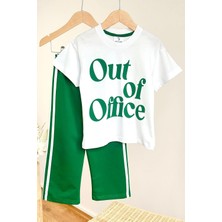 Miniğimin Cicileri Out Of Office Baskılı Kız Çocuk Eşofman Takım - Yeşil