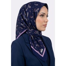 Hadiora Kadın Lacivert Lila Şal Desenli Caz Eşarp