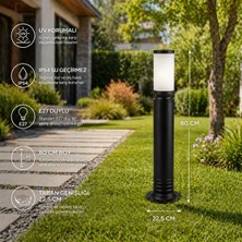 SekaTech Zita Bahçe Çim Duvar Aydınlatma Kule Armatür 80 cm Siyah IP54 Dış Mekan E27 Duylu