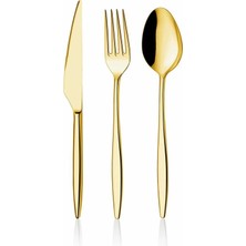 Dmr Life Yakut Gold 48 Parça 8 Kişilik Çatal Kaşık Takımı Paslanmaz Çelik Malzemeden Şık Tasarım