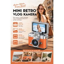 Roseandroses Mini Kamera Dönen Ekran Flaşlı Selfie Video Vlog Kamerası Anahtarlık 1080P+48MP