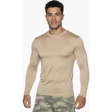Single Sword Bej Uzun Kol Microfiber Tşört -Askeri Üst Içlik-Microfiber Fanila