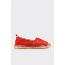 Elle Kırmızı Deri Kadın Espadril