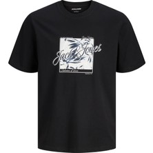 Jack & Jones Jjhonolulu Shape Tee Ss Crew Neck Ln Logolu Erkek Siyah Tişört 12288088