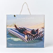 Sunnylife | Mavi Çizgili Kafa Destekli Şişme Deniz ve Havuz Yatağı