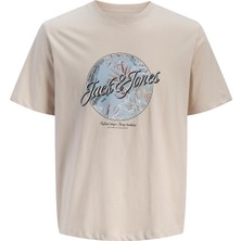 Jack & Jones Jjhonolulu Shape Tee Ss Crew Neck Ln Logolu Erkek Moonbeam Tişört 12288088