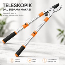 Badem10 Teleskopik Dal Budama Makası 100 cm Uzunluk 10 cm Ağız Genişliği Dal Kesme Makası Dayanıklı Çelik