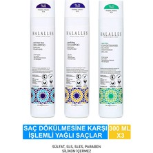 Halalles Saç Dökülmesine Karşı Şampuan Işlemli Yağlı Saçlar - Sülfatsız & Vegan Formül 3 x 300 ml