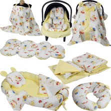 Babynest 15'li Set Puset İçi Minder Emzirme Örtüsü Beşik Içi Nevresim Takımı Sarı Kumaş