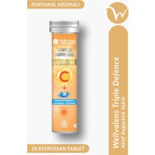 Wellvalens Triple Defense Efervesan Tablet 1000 mg C Vitamini Çinko D3 Portakal Aromalı 20 Tablet