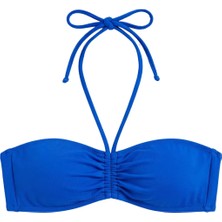 Zi Mavi Dar Kalıp Straplez Bikini Üstü