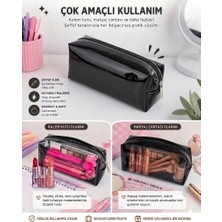 Alisa Şeffaf Renkli Kalemlik & Makyaj Çantası – Çok Amaçlı Su Geçirmez Organizer, Fermuarlı Kozmetik Çantası (Farklı Renk Seçenekleri)