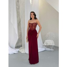 Nils Butik Korse Detaylı Roselle Midi Gece-Abiye Elbise