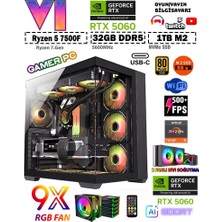 Zeiron Catre Pro X5 Ryzen 5 7500F 32GB DDR5 Ram 1TB M.2 Nvme SSD RTX5060 Sıvı Soğutmalı Oyuncu Bilgisayarı