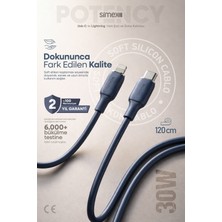 Simex 30W Hızlı Şarj Type-C To Lightning Kablo – iPhone Uyumlu, Soft Silikon, Dayanıklı, 1.2 M Spk-14