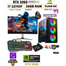 Zeiron XGEN12 i7 12700F 12.nesil 32GB Ram 512GB Nvme SSD 8GB RTX5060 27" 240Hz Curved Oyuncu Bilgisayarı