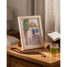 Zaytoon Duvar Tablosu Kudüs Kubbetüs Sahra Merdiven Ahşap Çerçeve 15x20 cm