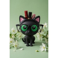 My Craft 3D Kedi Figürlü Gözlük Standı Gözlüklük Kalemlik Makyaj Fırçası Ruj Organizer Masaüstü Dekoratif Ofis Düzenleyici