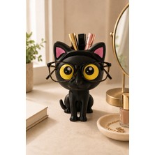 My Craft 3D Kedi Figürlü Gözlük Standı Gözlüklük Kalemlik Makyaj Fırçası Ruj Organizer Masaüstü Dekoratif Ofis Düzenleyici